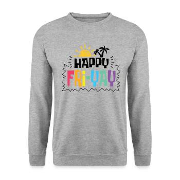 Happy Fri Yay Teacher Weekend Funny Meme - Unisex Sweatshirt - salt & pepper - Front - Alina (178cm) & Michal (187cm)