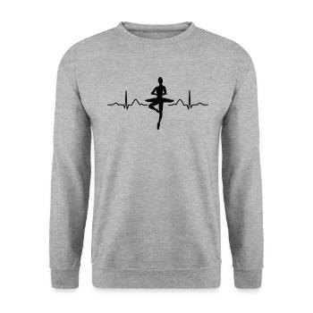 Ballett Tänzer Herzschlag Ekg Ballerina - Unisex Pullover - Weißgrau meliert - Vorne - Alina (178cm) & Michal (187cm)