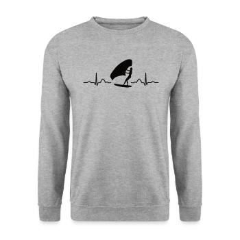 Flügel Surfer Wingsurfing Retro Folie Flügel - Unisex Pullover - Weißgrau meliert - Vorne - Alina (178cm) & Michal (187cm)