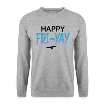 Happy Fri Yay Teacher Weekend Funny Meme - Unisex Sweatshirt - salt & pepper - Front - Alina (178cm) & Michal (187cm)