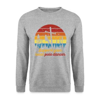 American Lineman Powerline Worker Design - Unisex Pullover - Weißgrau meliert - Vorne - Alina (178cm) & Michal (187cm)