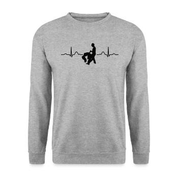 Salsero Und Salsera Heartbeat Salsa - Unisex Pullover - Weißgrau meliert - Vorne - Alina (178cm) & Michal (187cm)