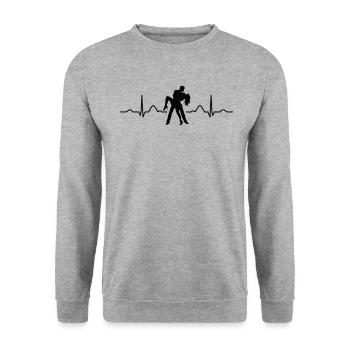 Salsero Und Salsera Heartbeat Salsa - Unisex Pullover - Weißgrau meliert - Vorne - Alina (178cm) & Michal (187cm)