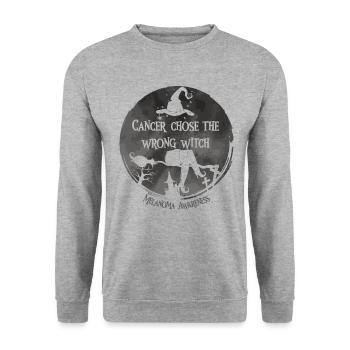 Cancer Chose The Wring Witch Skin Cancer - Unisex Sweatshirt - salt & pepper - Front - Alina (178cm) & Michal (187cm)