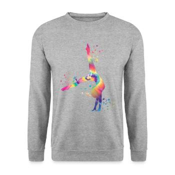 Gymnastin Mit Floor Rhythmische Gymnastik - Unisex Pullover - Weißgrau meliert - Vorne - Alina (178cm) & Michal (187cm)