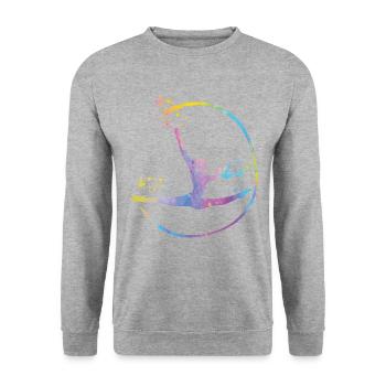Gymnaste avec bande de gymnastique rythmique - Sweat-shirt Unisexe - gris chiné - Devant - Alina (178cm) & Michal (187cm)