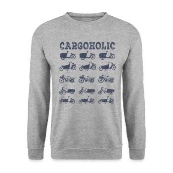 Cargoholic Cargo Bike Cargobike - Unisex Sweatshirt - salt & pepper - Front - Alina (178cm) & Michal (187cm)
