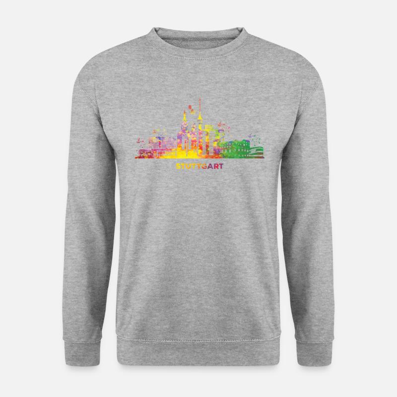 Stadtbild Stuttgart Skyline Stuttgarter - Unisex Pullover - Weißgrau meliert