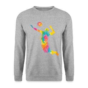 Joueurs de volley-ball, enfants, beach-volley - Sweat-shirt Unisexe - gris chiné - Devant - Alina (178cm) & Michal (187cm)
