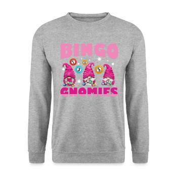 Bingo Gnomies Women Men Funny Bingo - Unisex Pullover - Weißgrau meliert - Vorne - Alina (178cm) & Michal (187cm)