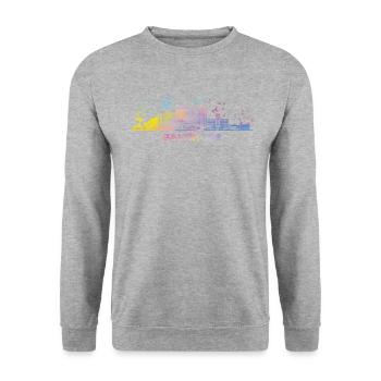 Baltimorean Watercolor Skyline Baltimore - Unisex Sweatshirt - salt & pepper - Front - Alina (178cm) & Michal (187cm)