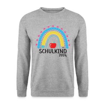Schulanfang Erster Schultag Schulkind 2024 - Unisex Pullover - Weißgrau meliert - Vorne - Alina (178cm) & Michal (187cm)