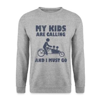 My kids call Cargo Cargobike - Unisex Sweatshirt - salt & pepper - Front - Alina (178cm) & Michal (187cm)