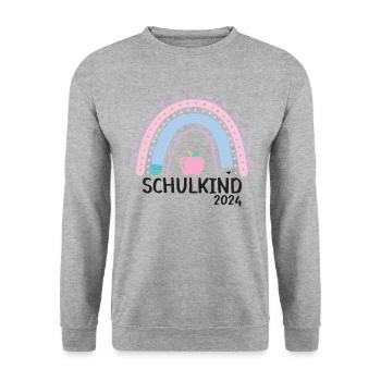 Schulanfang Erster Schultag Schulkind 2024 - Unisex Pullover - Weißgrau meliert - Vorne - Alina (178cm) & Michal (187cm)