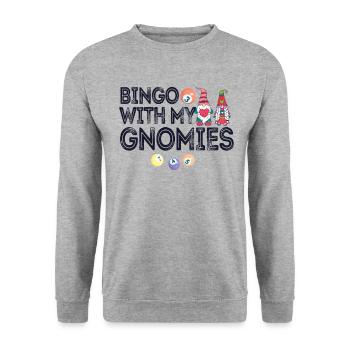 Bingo Mit Meinen Gnomies Lustiges Bingo - Unisex Pullover - Weißgrau meliert - Vorne - Alina (178cm) & Michal (187cm)