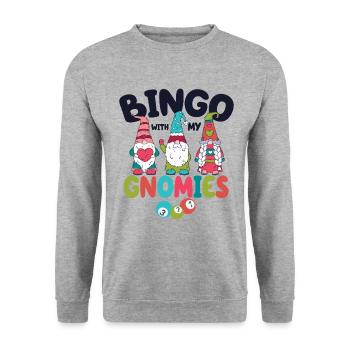 Bingo Mit Meinen Gnomies Lustiges Bingo - Unisex Pullover - Weißgrau meliert - Vorne - Alina (178cm) & Michal (187cm)