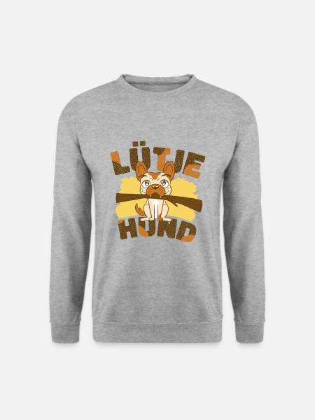 Lütje Hund Plattdeutsch kleiner Hund - Unisex Pullover - Weißgrau meliert