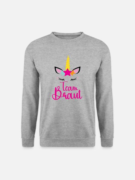 Team Braut Lustiges Einhorn Junggesellenabschied - Unisex Pullover - Weißgrau meliert