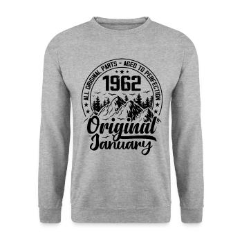 1962 January Original 62 Years Anniversary Gift - Unisex Sweatshirt - salt & pepper - Front - Alina (178cm) & Michal (187cm)