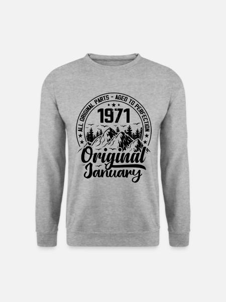 1971 Januar Original 53 Jahre altes Geburtstagsgeschenk - Unisex Pullover - Weißgrau meliert