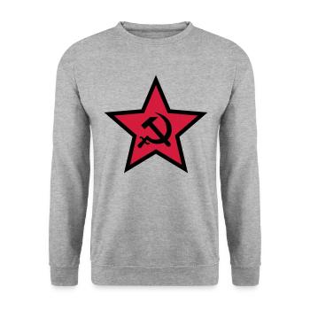 92 Hammer Sichel im Stern Russland Russia - Unisex Pullover - Weißgrau meliert - Vorne - Alina (178cm) & Michal (187cm)