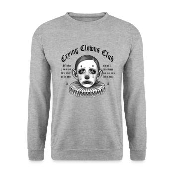 Club des clowns en pleurs - Texte noir - Sweat-shirt Unisexe - gris chiné - Devant - Alina (178cm) & Michal (187cm)