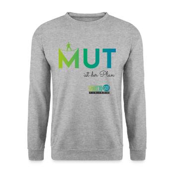 Mut ist der Plan - Unisex Pullover - Weißgrau meliert - Vorne - Alina (178cm) & Michal (187cm)