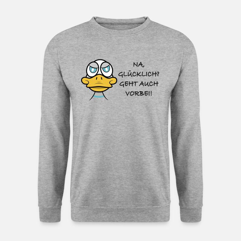 Glücklich geht auch vorbei! - Unisex Pullover - Weißgrau meliert