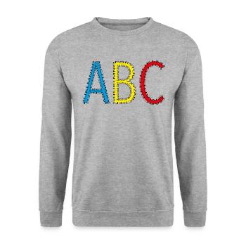 ABC - Schulstart - Schulkind - Unisex Pullover - Weißgrau meliert - Vorne - Alina (178cm) & Michal (187cm)