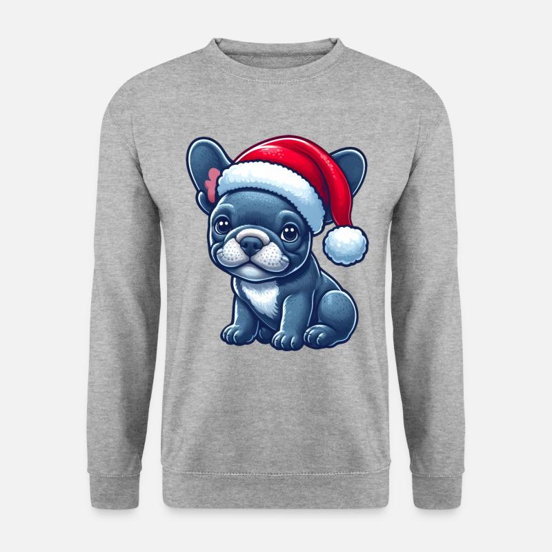 Niedlicher Frenchie Der Weihnachtsmann - Unisex Pullover - Weißgrau meliert