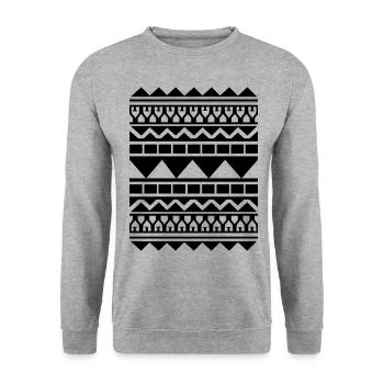 Motif maori géométrique maori - Sweat-shirt Unisexe - gris chiné - Devant - Alina (178cm) & Michal (187cm)