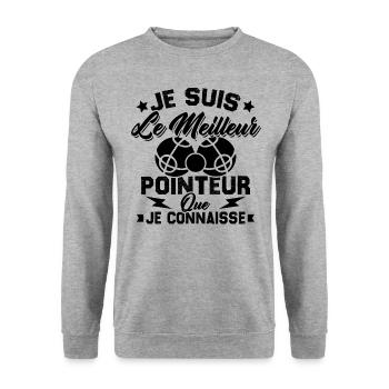 Je Suis Le Meilleur Pointeur Que Je Connaisse - Sweat-shirt Unisexe - gris chiné - Devant - Alina (178cm) & Michal (187cm)