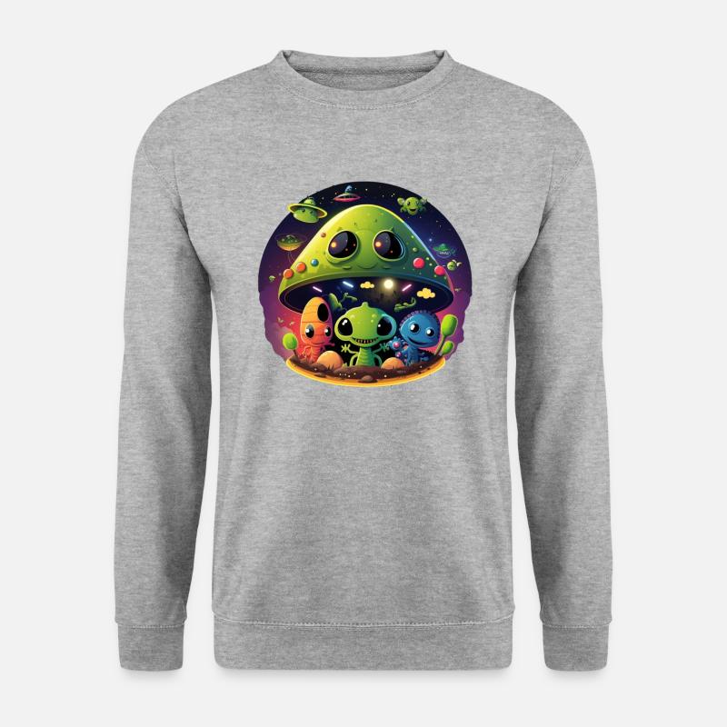 Kinder Ufo Alien Rund Außerirdische - Unisex Pullover - Weißgrau meliert