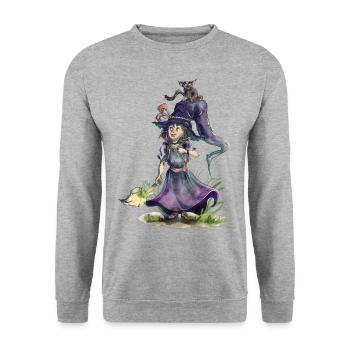Little Witch - Sweat-shirt Unisexe - gris chiné - Devant - Alina (178cm) & Michal (187cm)