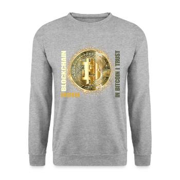 Dans Bitcoin I Trust - Sweat-shirt Unisexe - gris chiné - Devant - Alina (178cm) & Michal (187cm)