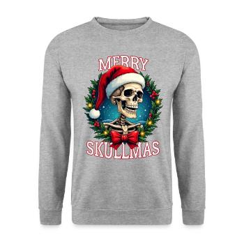 Skull skeleton christmas merry skullmas ugly humor - Unisex Sweatshirt - salt & pepper - Front - Alina (178cm) & Michal (187cm)