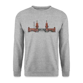 Oberbaum Bridge BERLIN c - Unisex Sweatshirt - salt & pepper - Front - Alina (178cm) & Michal (187cm)