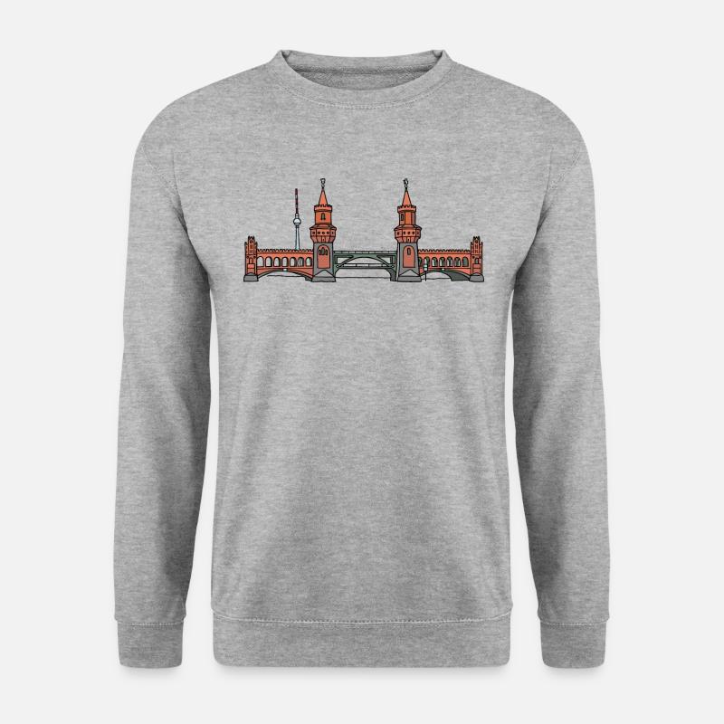 Oberbaumbrücke BERLIN - Unisex Pullover - Weißgrau meliert