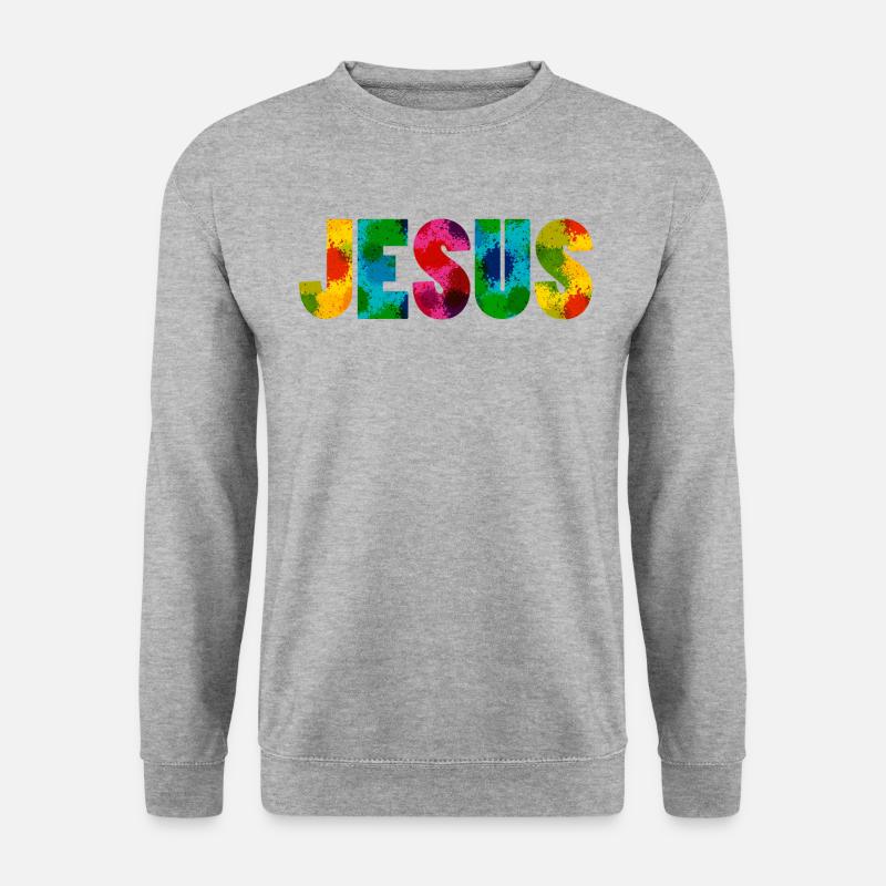 Jesus - Colourful - Unisex Pullover - Weißgrau meliert