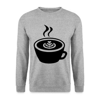Kaffee Icon - Unisex Pullover - Weißgrau meliert - Vorne - Alina (178cm) & Michal (187cm)