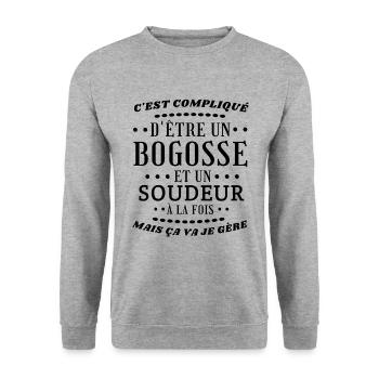 Bogosse soudeur - Sweat-shirt Unisexe - gris chiné - Devant - Alina (178cm) & Michal (187cm)