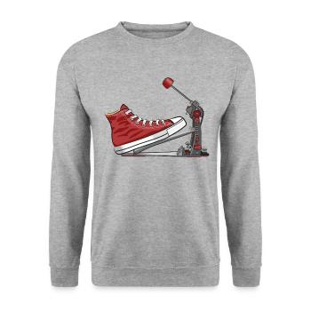 Bass Drummer Drums Foot Machine Pedal Bassist - Unisex Sweatshirt - salt & pepper - Front - Alina (178cm) & Michal (187cm)