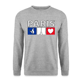 Paris avec du cœur - Sweat-shirt Unisexe - gris chiné - Devant - Alina (178cm) & Michal (187cm)