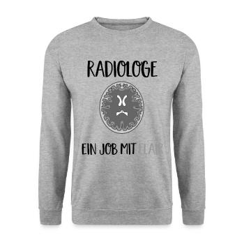 radiologe: job mit flair - Unisex Pullover - Weißgrau meliert - Vorne - Alina (178cm) & Michal (187cm)