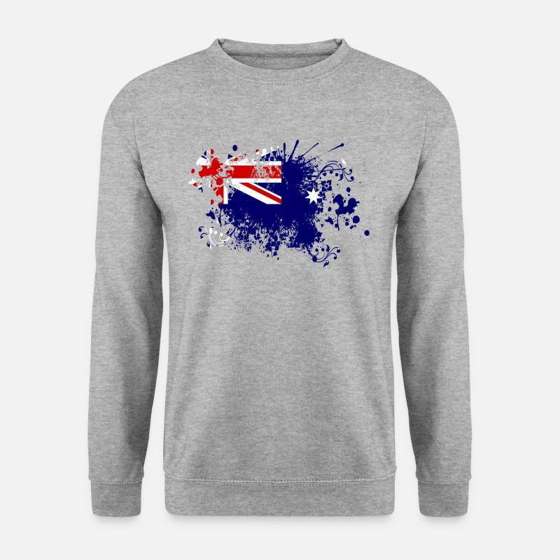 Australien Flagge Farbspritzer Down Under - Unisex Pullover - Weißgrau meliert