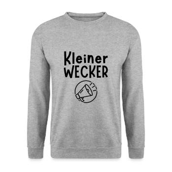 Kleiner Wecker Baby Alarm Geschenk Geburt - Unisex Pullover - Weißgrau meliert - Vorne - Alina (178cm) & Michal (187cm)