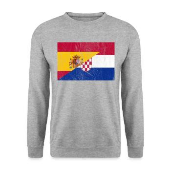 Vintage Flag Spain Croatia - Unisex Sweatshirt - salt & pepper - Front - Alina (178cm) & Michal (187cm)