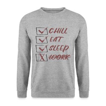 Chill Eat Sleep no work - Unisex Pullover - Weißgrau meliert - Vorne - Alina (178cm) & Michal (187cm)