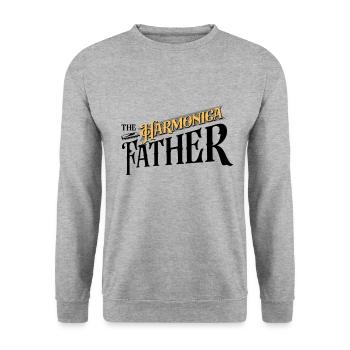 The Harmonica Father Harmonicist Mouth Harp Gift - Unisex Pullover - Weißgrau meliert - Vorne - Alina (178cm) & Michal (187cm)