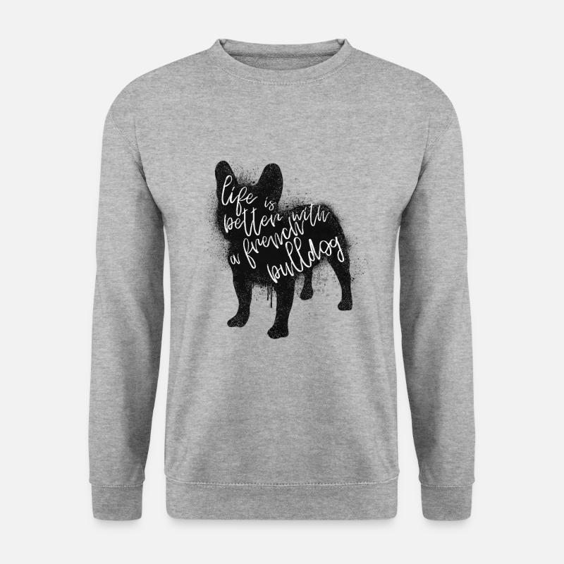 Französische Bulldogge Spruch - Unisex Pullover - Weißgrau meliert